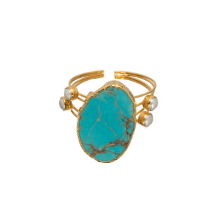 Bracelet-Big Gold Turquoise Stone