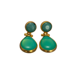 Earrings-Big Green Stone