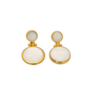 Earrings-Big White Stone