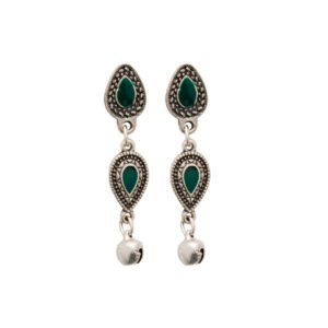 Earrings-Oversizde Two Green Stone