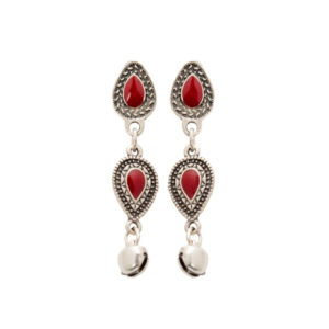 Earrings-Oversized Two Red Stone
