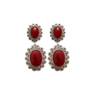 Earrings-Red Two Big Stone