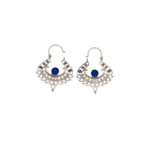 Earrings-Silver Blue Flower Arrangement