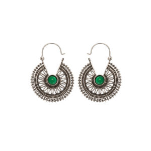 Earrings-Silver green stone