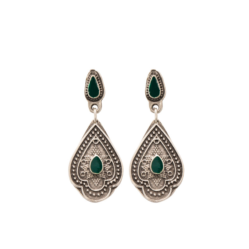 Peacock Style Green Stone Earrings | Winni.in